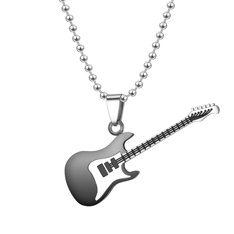 Wholesale Titanium Steel Guitar Pendant Clavicle Necklace